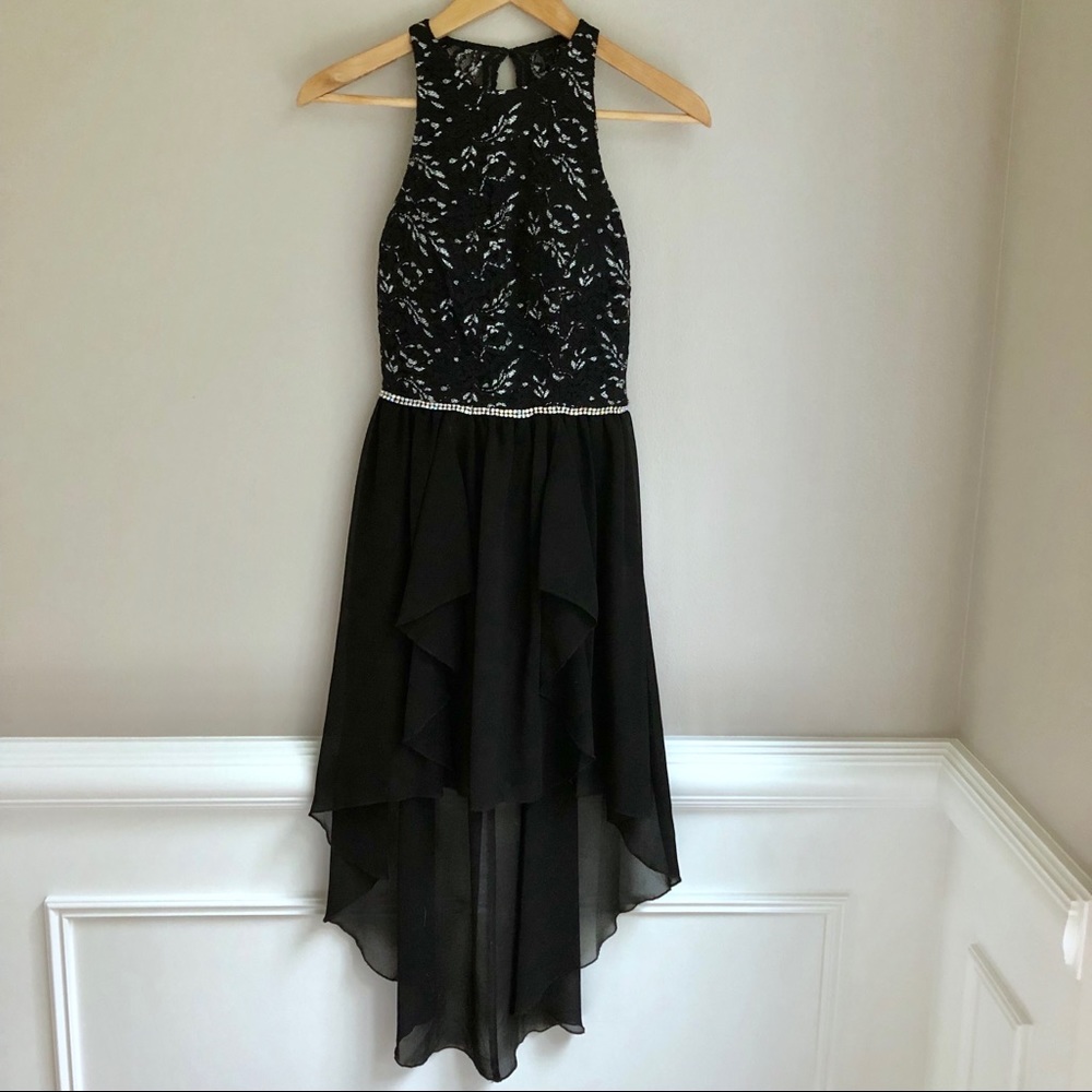 Homecoming Dress - High-Low, Sparkly Lace Bodice